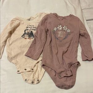 Carter's Cream and Pink Baby Bodysuits